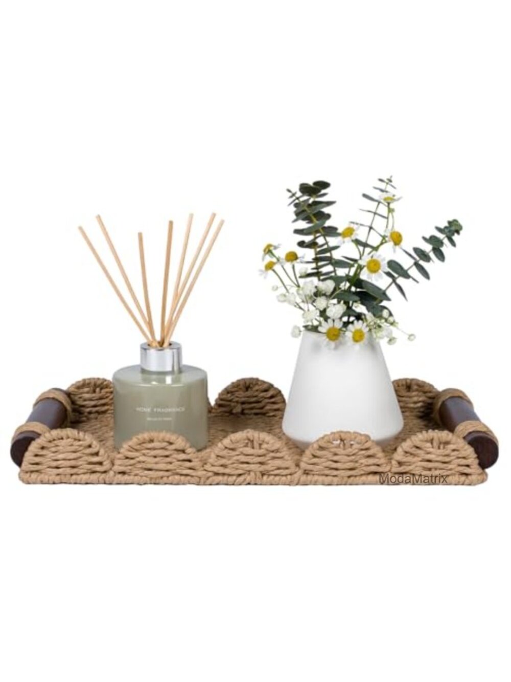 Scalloped Edge Bathroom Vanity Tray Paper Rope Toilet Paper Organizer Rustic